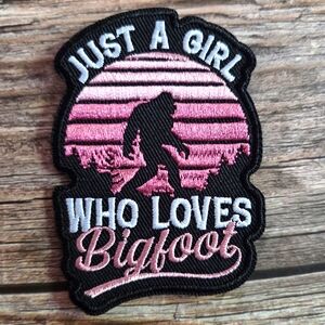 Just A Girl Who Loves Bigfoot Sasquatch Swamp Ape Pink Cryptid Legend Patch